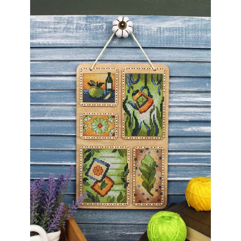 Siuvinėjimas ant medinio pagrindo "Vasara koliažas" 26*17 cm SO-125