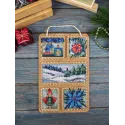 Cross-stich on wooden base "Winter collage" 26*17 cm SO-124