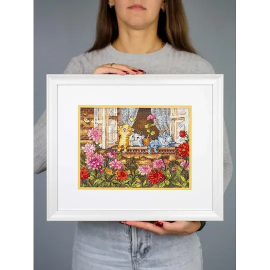 Siuvinėjimo kryželiu rinkinys "Nesirūpinantis vaikystė" 19*25 cm SNV-1017