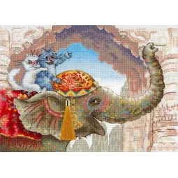 Siuvinėjimo kryželiu rinkinys "Jojimas ant dramblio" 25*20 cm SNV-1015