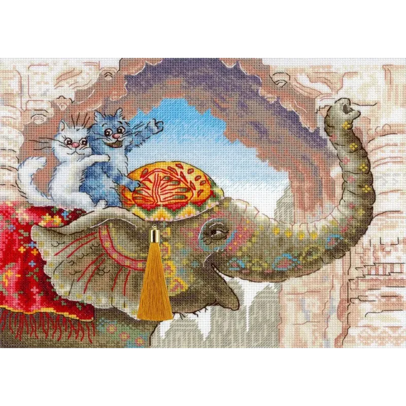 Cross stitch kit "Riding an elephant" 25*20 cm SNV-1015