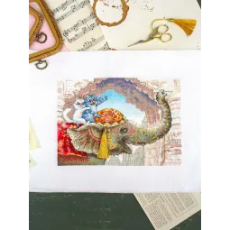 Набор для вышивания крестиком "Езда на слоне" 25*20 см SNV-1015