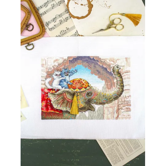Cross stitch kit "Riding an elephant" 25*20 cm SNV-1015