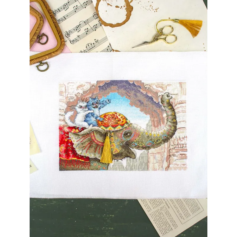 Cross stitch kit "Riding an elephant" 25*20 cm SNV-1015