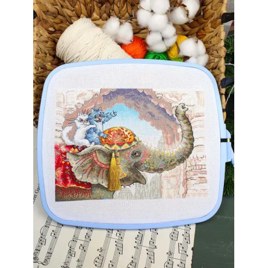 Kreuzstich-Set "Reiten auf einem Elefanten" 25*20 cm SNV-1015