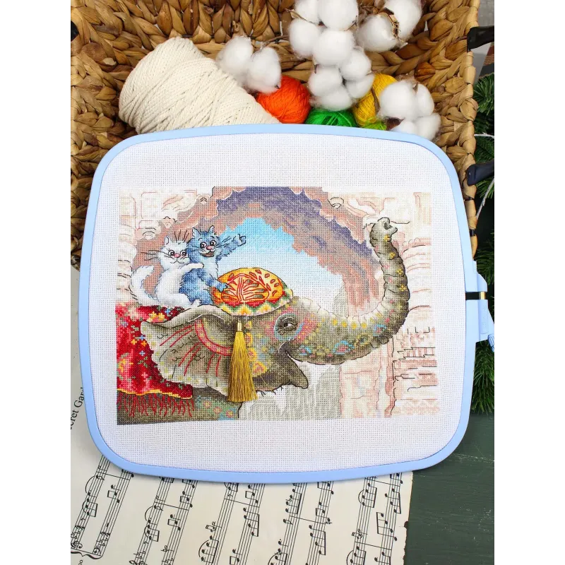 Cross stitch kit "Riding an elephant" 25*20 cm SNV-1015