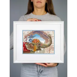 Siuvinėjimo kryželiu rinkinys "Jojimas ant dramblio" 25*20 cm SNV-1015