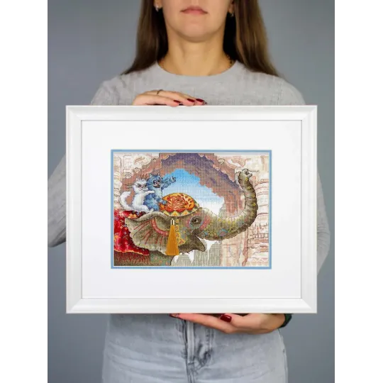 Kreuzstich-Set "Reiten auf einem Elefanten" 25*20 cm SNV-1015