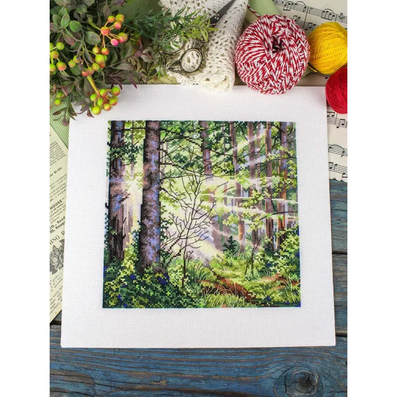 Siuvinėjimo kryželiu rinkinys "Saulėtas miškas" 20*20 cm SNV-1004