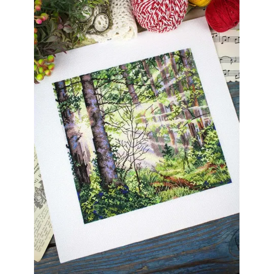 Siuvinėjimo kryželiu rinkinys "Saulėtas miškas" 20*20 cm SNV-1004