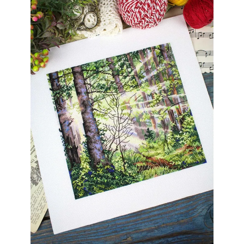Siuvinėjimo kryželiu rinkinys "Saulėtas miškas" 20*20 cm SNV-1004