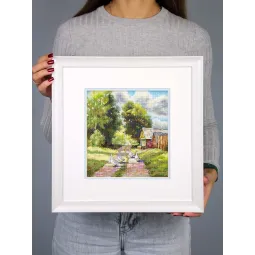 Kryželiu siuvinėjimo rinkinys "Kaimo kelyje" 22*20 cm SNV-1001