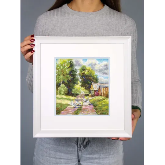 Kryželiu siuvinėjimo rinkinys "Kaimo kelyje" 22*20 cm SNV-1001
