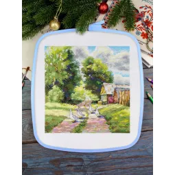 Kryželiu siuvinėjimo rinkinys "Kaimo kelyje" 22*20 cm SNV-1001
