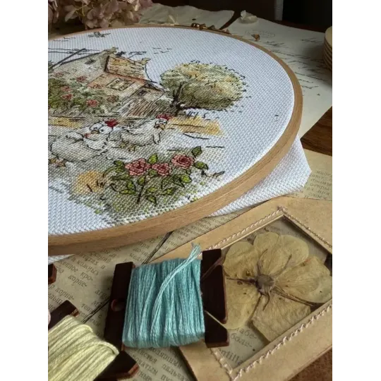 Siuvinėjimo kryželiu rinkinys „Ar tikrai vasara?“ 25,5 x 21,5 cm SANN-41