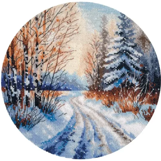 Kit point de croix "Route enneigée" 20×20 cm S1727
