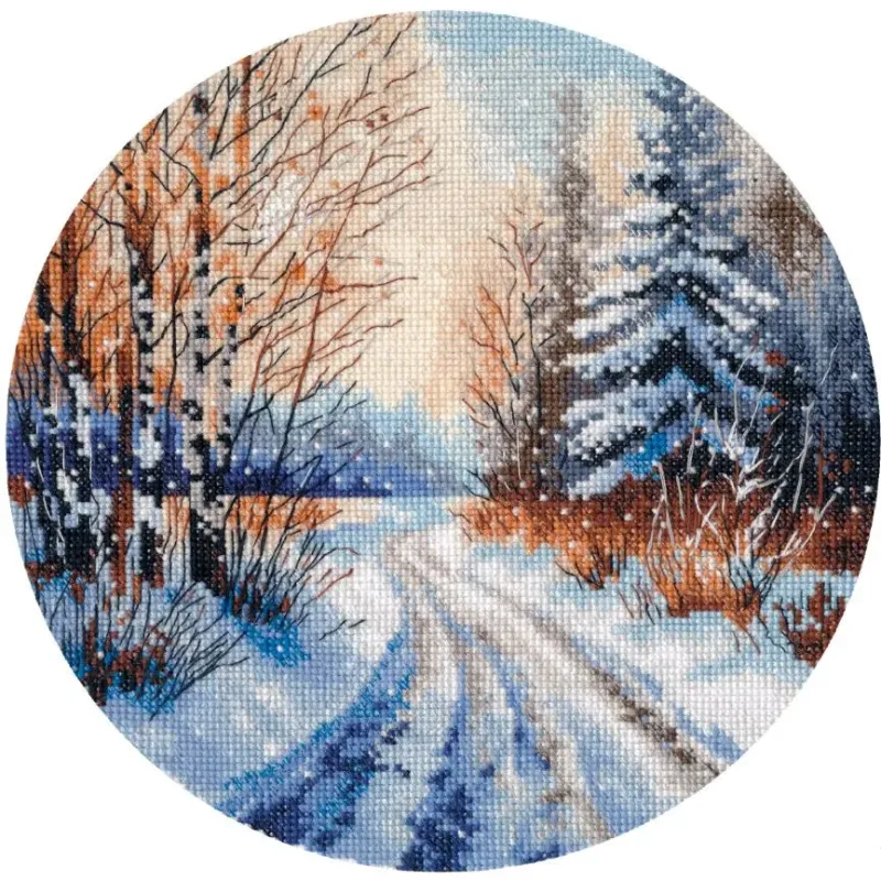 Kit point de croix "Route enneigée" 20×20 cm S1727