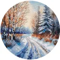 Kit point de croix "Route enneigée" 20×20 cm S1727