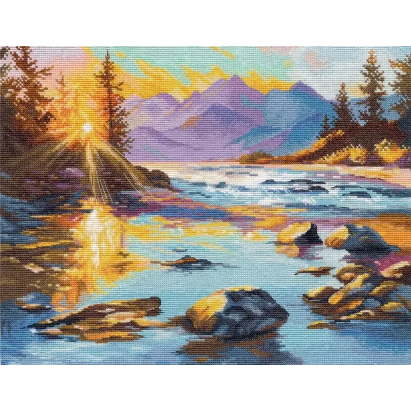 Kit de point de croix "Or de l'Aube" 32×26 cm S1724