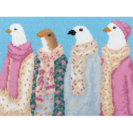 Cross stitch kit PANNA "Stylish pigeons" 23 x 17.5 cm PNK-7550