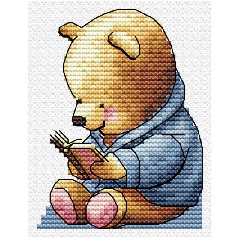 Kit de broderie au point de croix "Marque-page. Ours en peluche" 7х9 cm SANZ-74