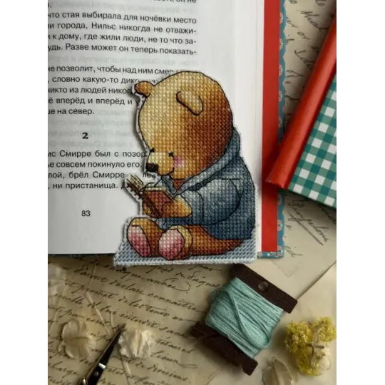 Cross stitch kit "Bookmark. Teddy Bear" 7х9 cm SANZ-74