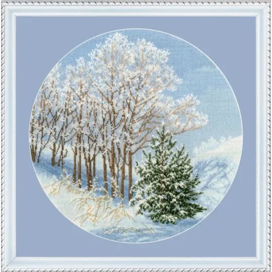 Kreuzstich-Set "Silber auf den Zweigen" 31.7 x 31.7 cm S/VM048