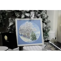 Kreuzstich-Set "Silber auf den Zweigen" 31.7 x 31.7 cm S/VM048