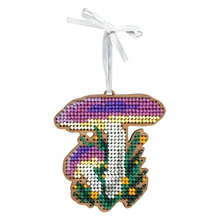 Kreuzstich auf Holzbasis "Weihnachtsbaumschmuck. Täubling" 8*7 cm SO-150