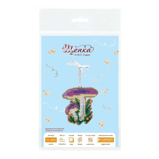 Kreuzstich auf Holzbasis "Weihnachtsbaumschmuck. Täubling" 8*7 cm SO-150