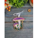 Cross-stich on wooden base"Christmas tree decoration. Russula" 8*7 cm SO-150
