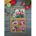 Cross-stich on wooden base "Spring collage" 26*17 cm SO-123