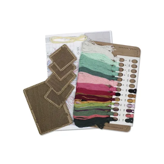 Вышивка крестом на деревянной основе "Весенний коллаж" 26*17 см SO-123