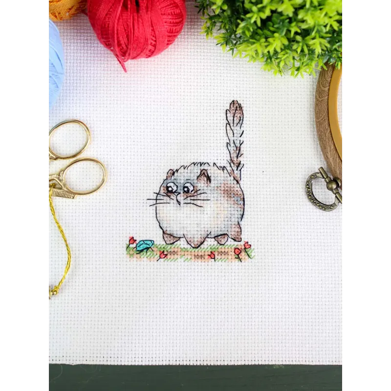 Kreuzstich-Set "Vorsicht Gefahr!" 9*7 cm SM-1263