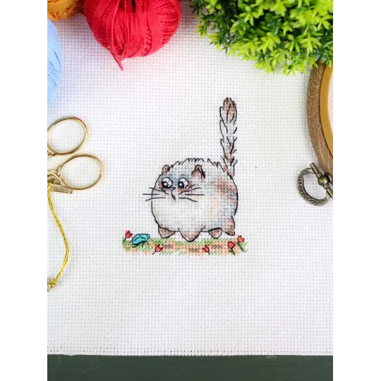 Siuvinėjimo kryželiu rinkinys "Saugokis pavojaus!" 9*7 cm SM-1263