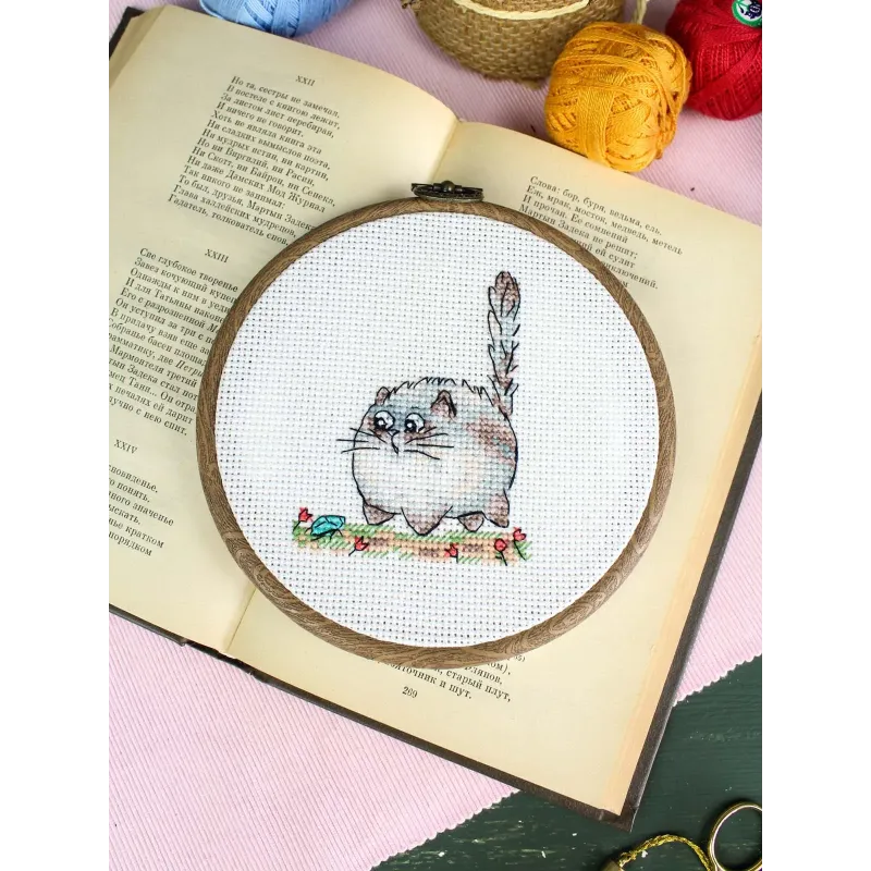 Siuvinėjimo kryželiu rinkinys "Saugokis pavojaus!" 9*7 cm SM-1263