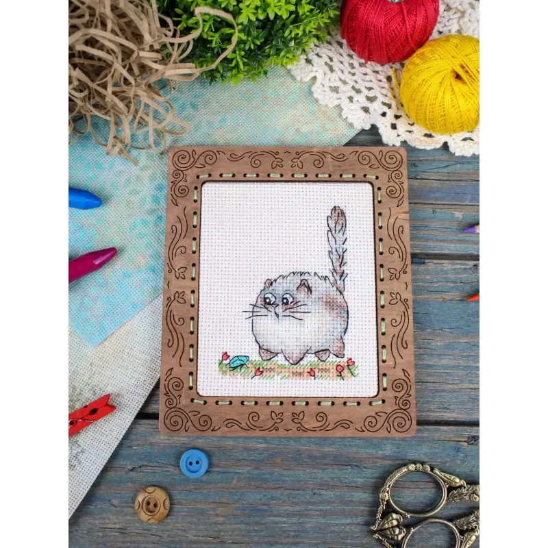 Siuvinėjimo kryželiu rinkinys "Saugokis pavojaus!" 9*7 cm SM-1263