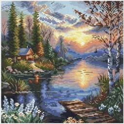 Kryželių siuvinėjimo rinkinys "Ramus krantas" 19 x 18,5 cm SANT-21