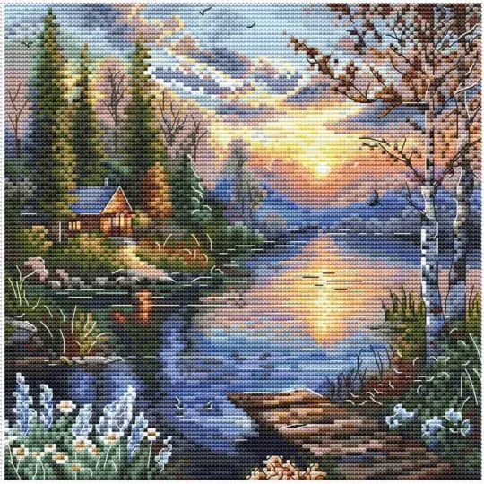 Kryželių siuvinėjimo rinkinys "Ramus krantas" 19 x 18,5 cm SANT-21