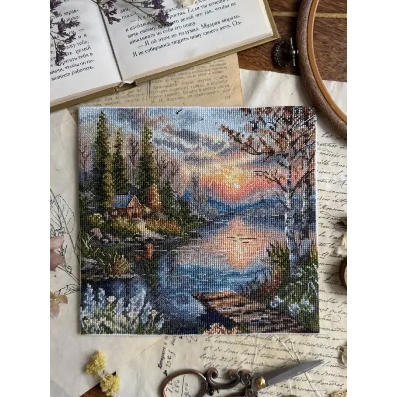 Kryželių siuvinėjimo rinkinys "Ramus krantas" 19 x 18,5 cm SANT-21