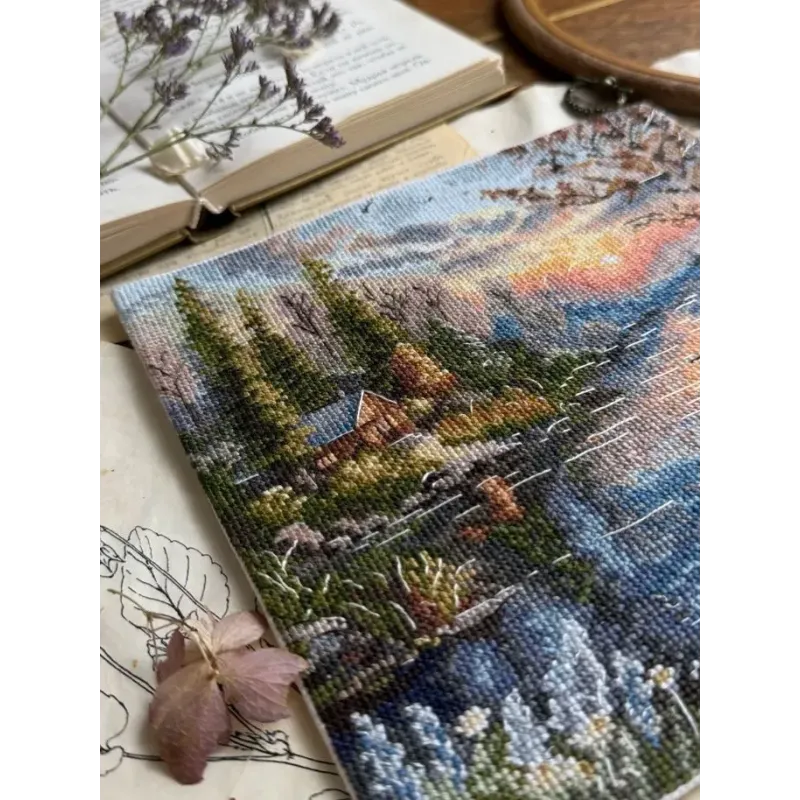 Kryželių siuvinėjimo rinkinys "Ramus krantas" 19 x 18,5 cm SANT-21