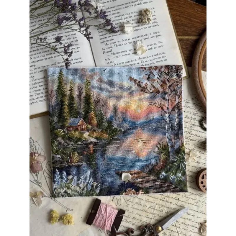 Kryželių siuvinėjimo rinkinys "Ramus krantas" 19 x 18,5 cm SANT-21