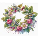 Kit point de croix "Framboises et bourdons" 31,5 x 26,5 cm SANM-44