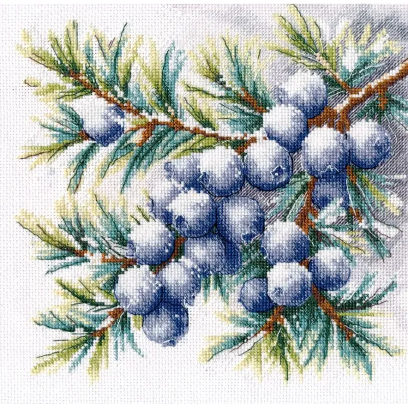 Kit de point de croix "Une branche de genévrier" 20×20 cm S1725