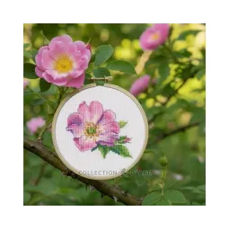 Kryželiu siuvinėjamas rinkinys "Laukinė rožė" 7,5*9 cm RTOEH383