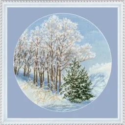 Kryželiu siuvinėjimo rinkinys "Sidabras ant šakų" 31.7 x 31.7 cm S/VM048