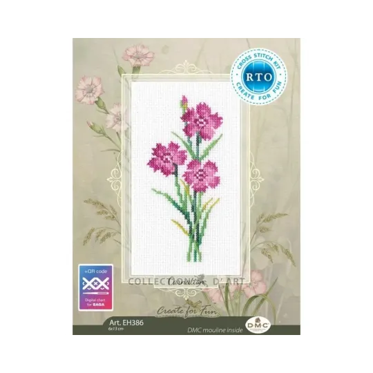Kit point de croix "Oeillet" 6*13 cm RTOEH386