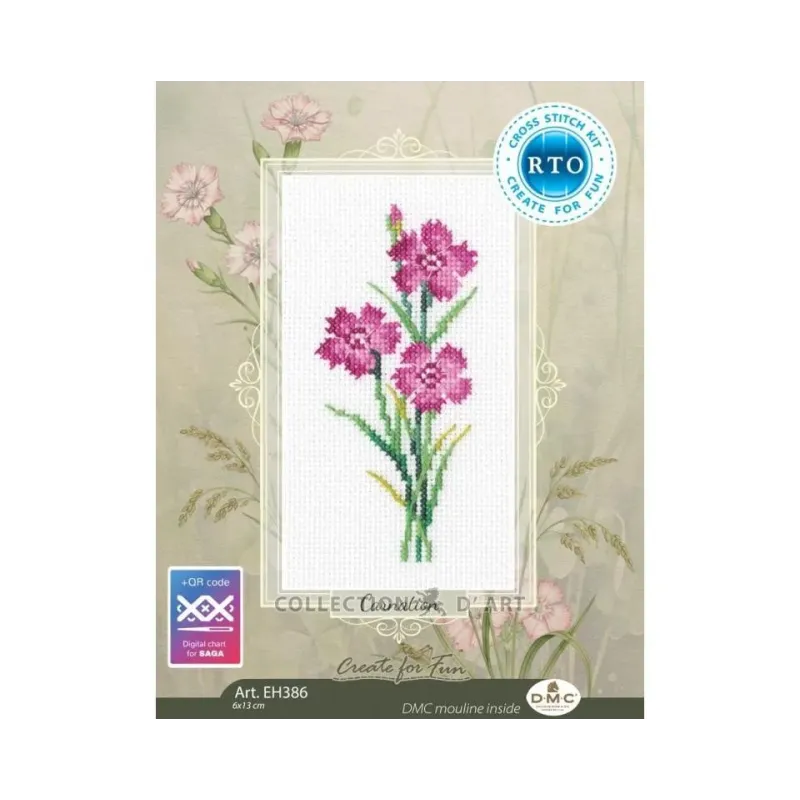Siuvinėjimo rinkinys "Gvazdikas" 6*13 cm RTOEH386