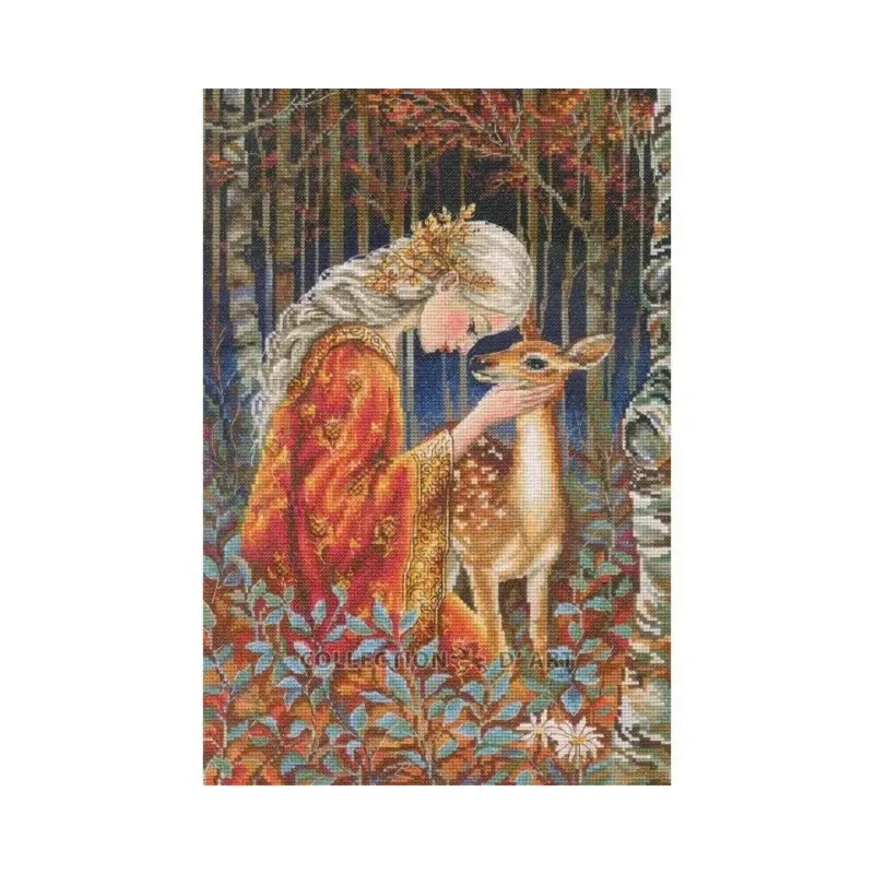 Kreuzstich-Sets "Märchenmädchen und Rehkitz" 24*36 cm RTOM1096