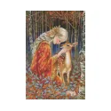 Kreuzstich-Sets "Märchenmädchen und Rehkitz" 24*36 cm RTOM1096